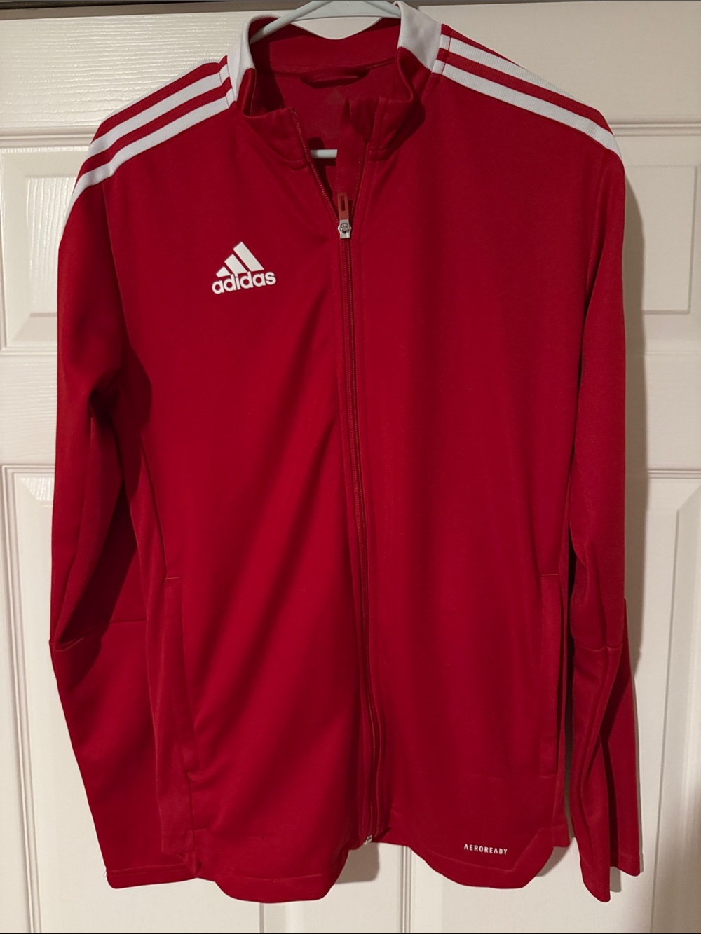 adidas Red Performance Track Jacket with White Stripes